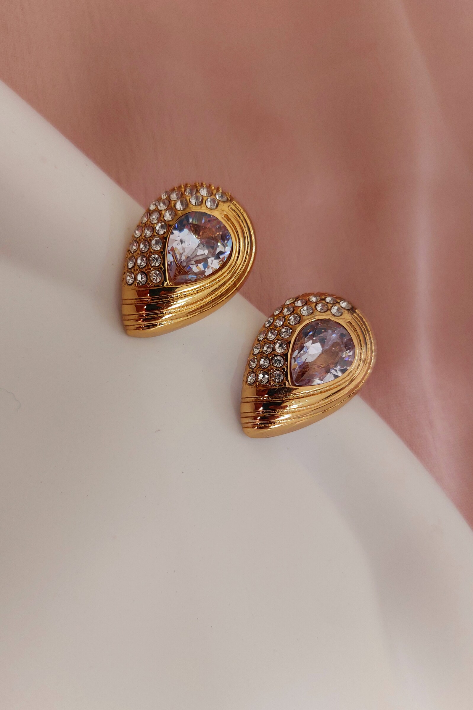 Ayzah Diamond Studded Gold Plated Anti Tarnish Korean Style Western Earrings