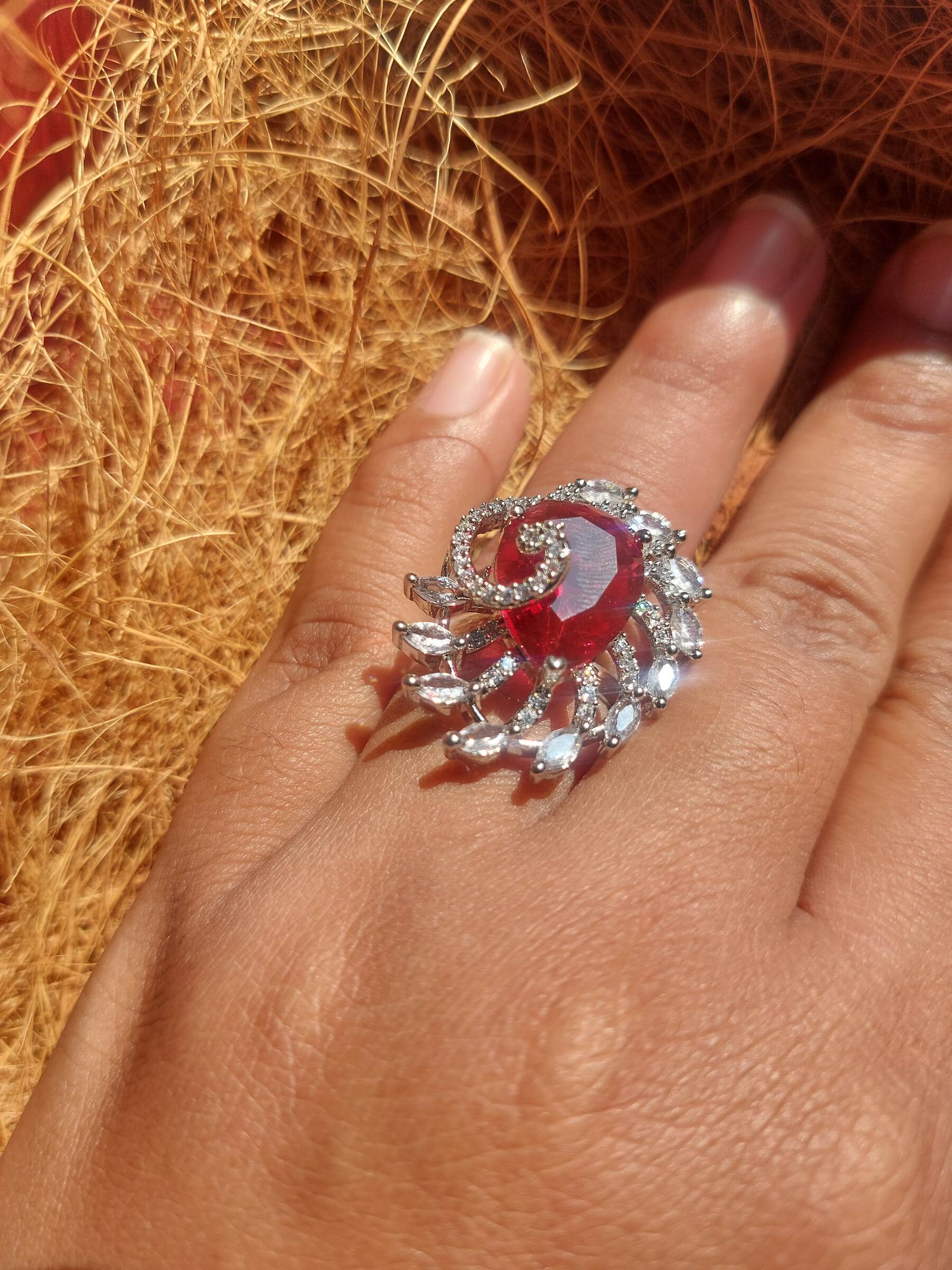 Chelsea Ruby Stone Studded AD Ring