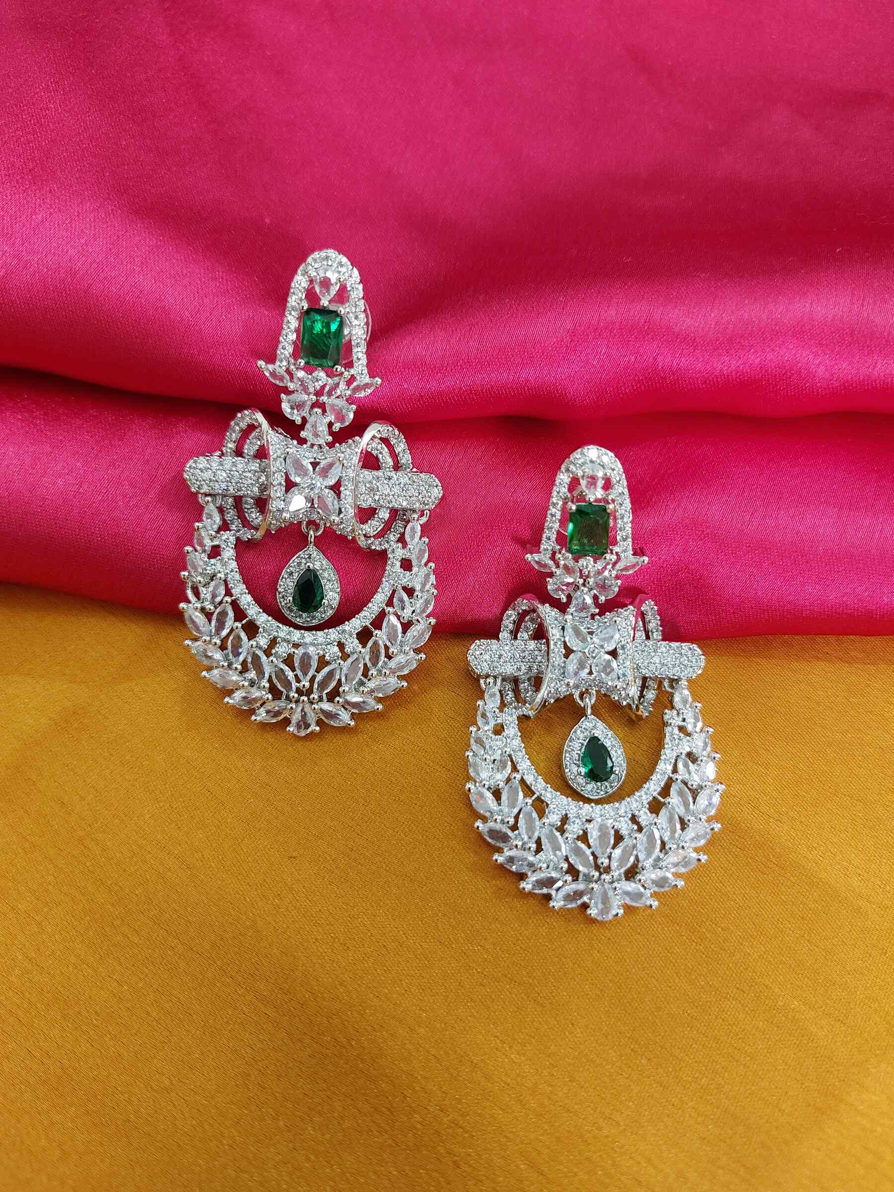 Courtney Emerald AD Partywear Semi Bridal Earrings