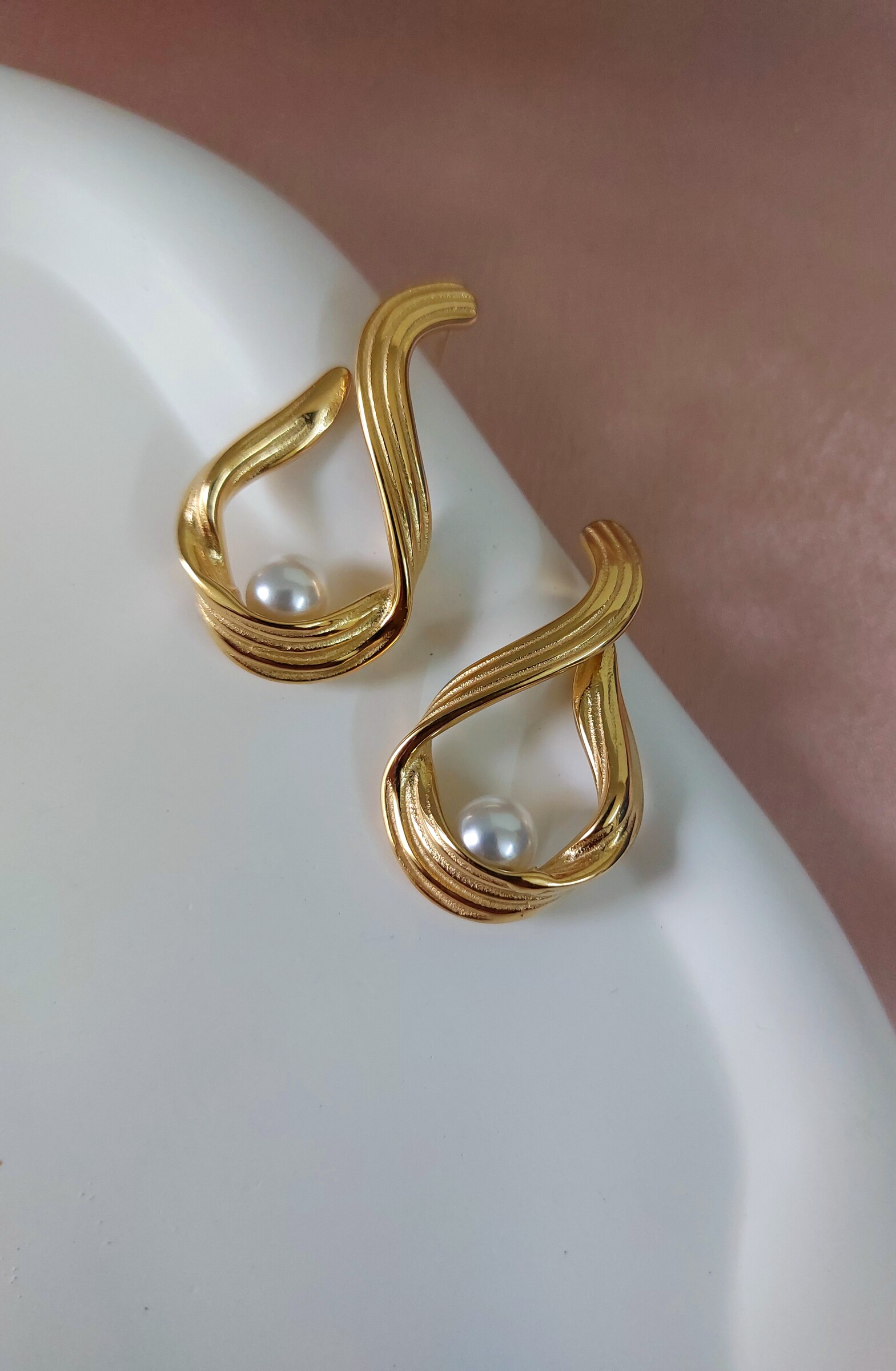 Diki Pearl Studded Gold Plated Anti Tarnish Korean Style Western Earrings