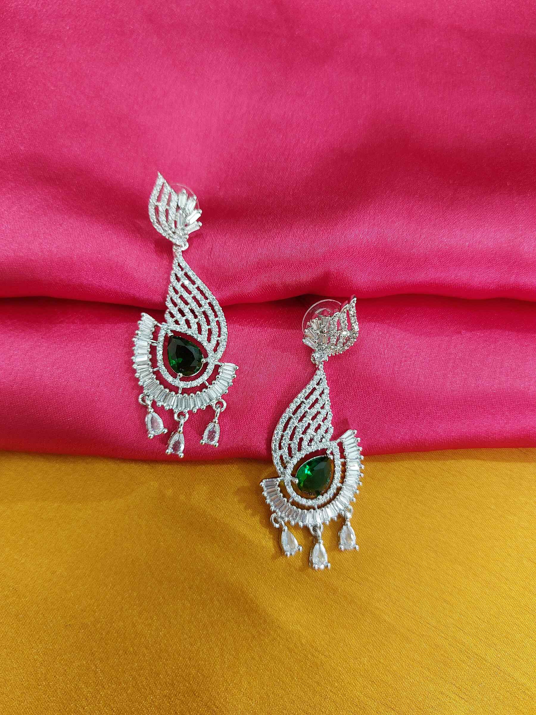 Ella Emerald Green AD Partywear Earrings