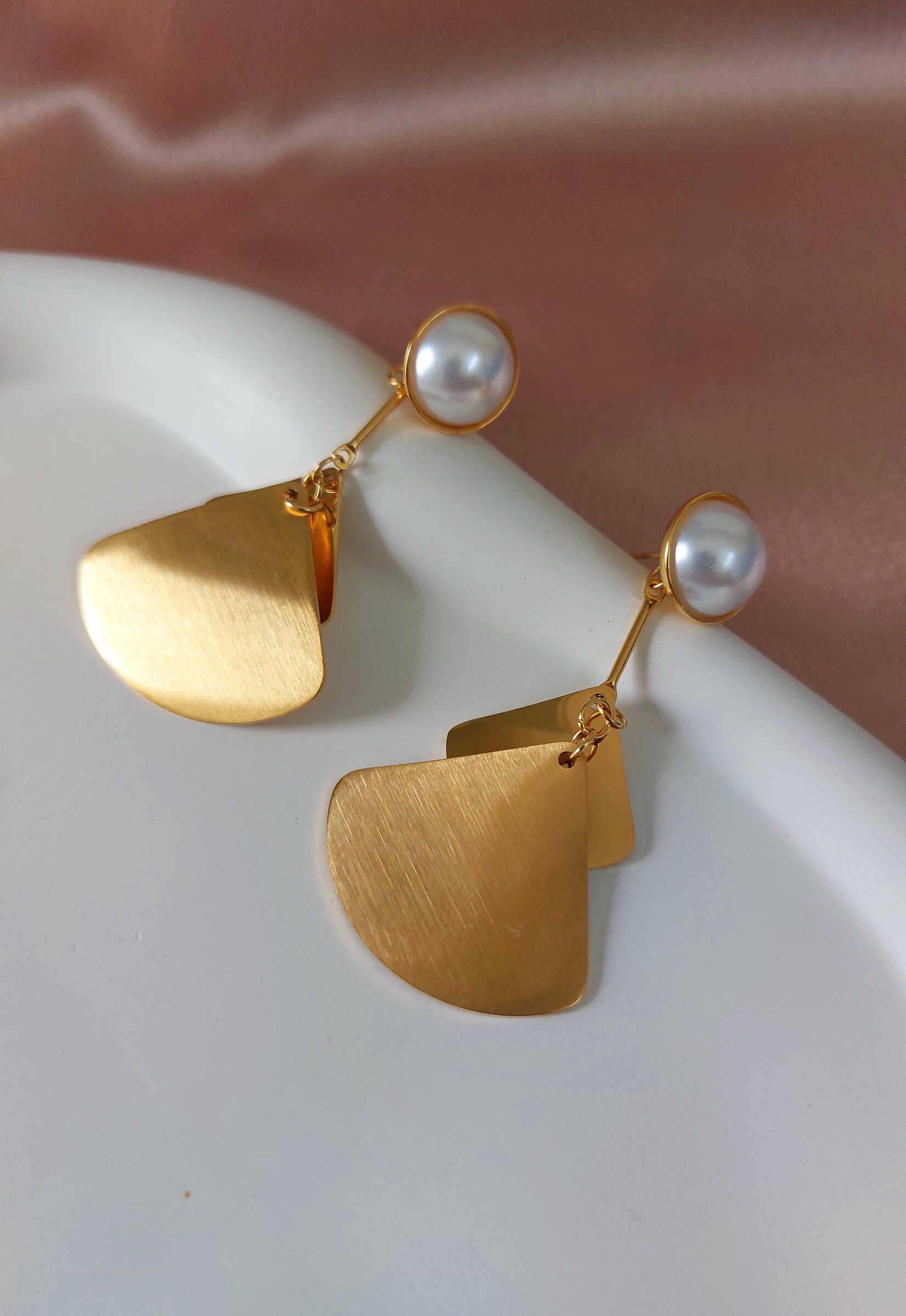 Kirya Pearl Studded Gold Plated Anti Tarnish Korean Style Western Earrings