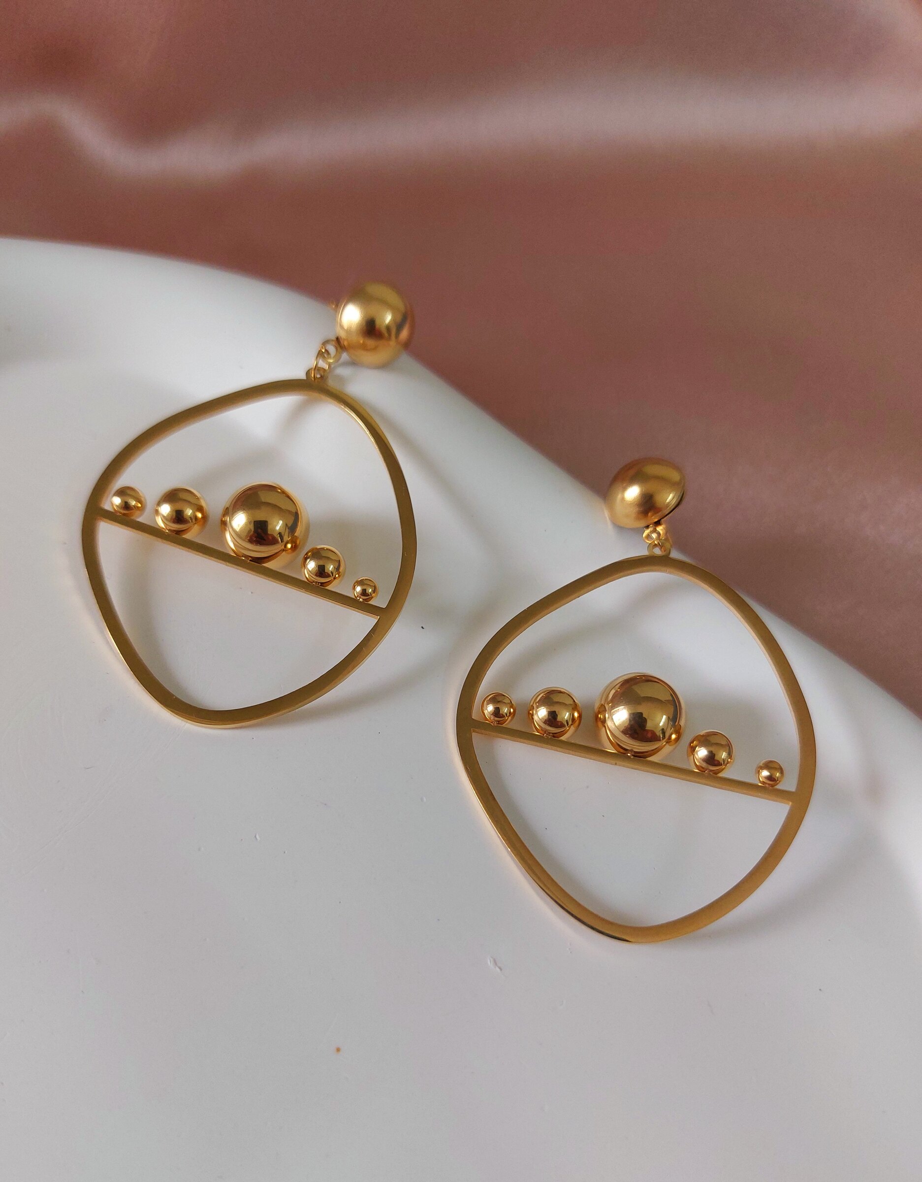 Kisha Statement Gold Plated Anti Tarnish Korean Style Western Earrings
