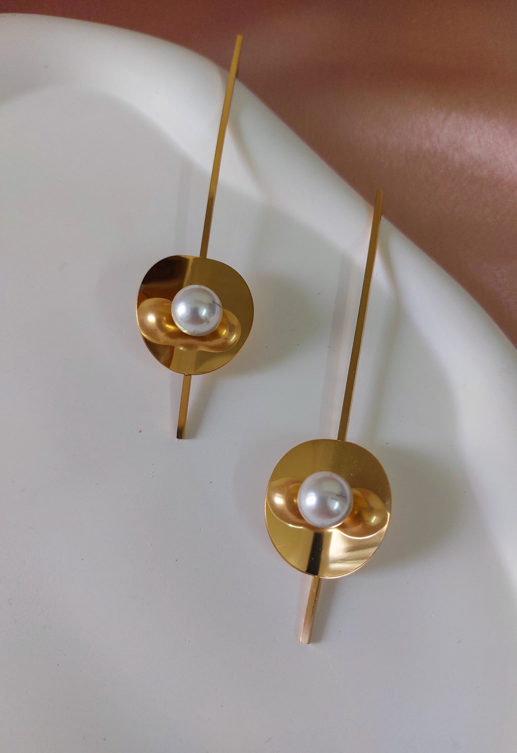 Mahika Pearl Studded Gold Plated Anti Tarnish Korean Style Western Earrings