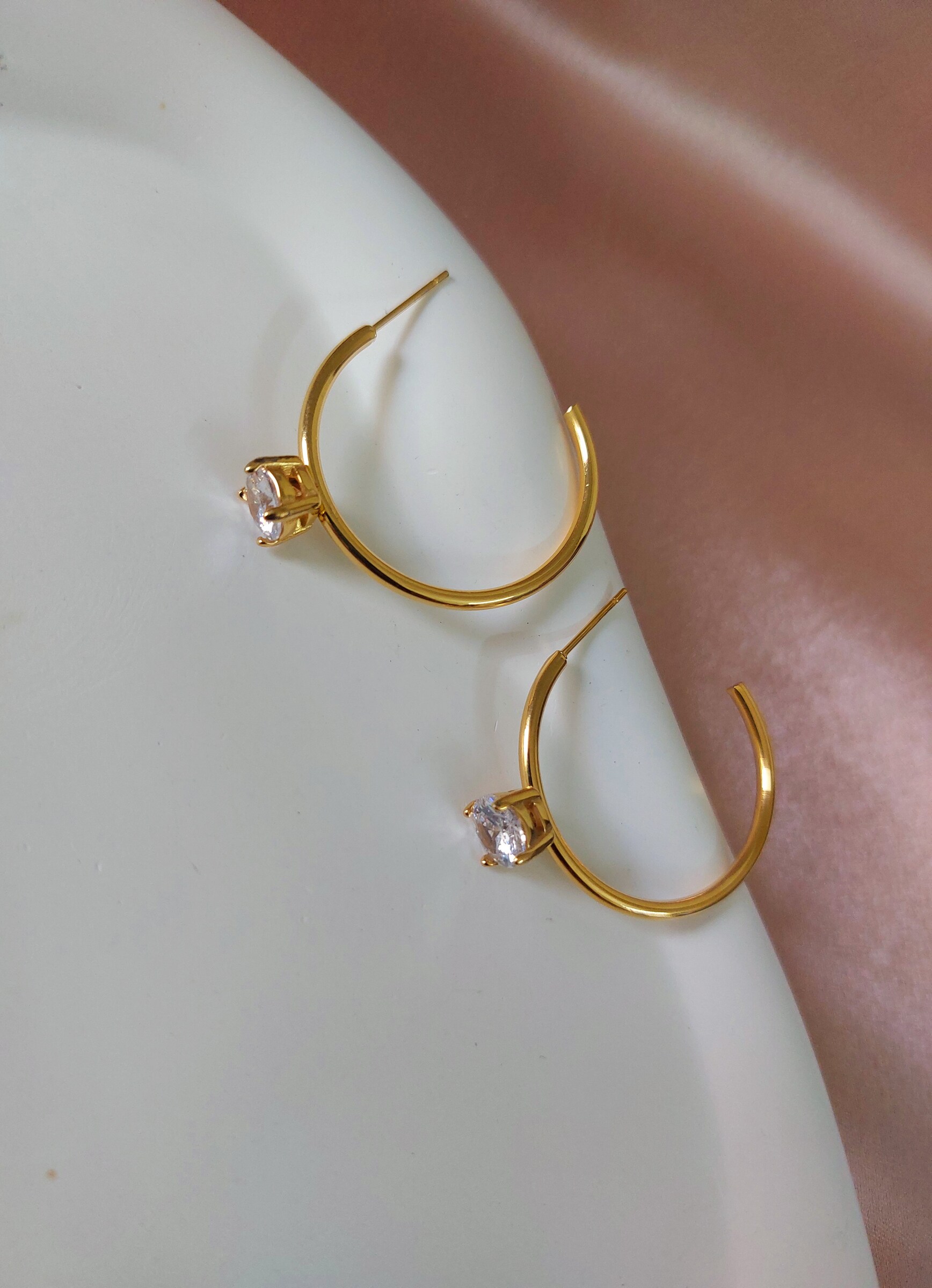 Malla Diamond Stuudded Gold Plated Anti Tarnish Korean Style Western Earrings
