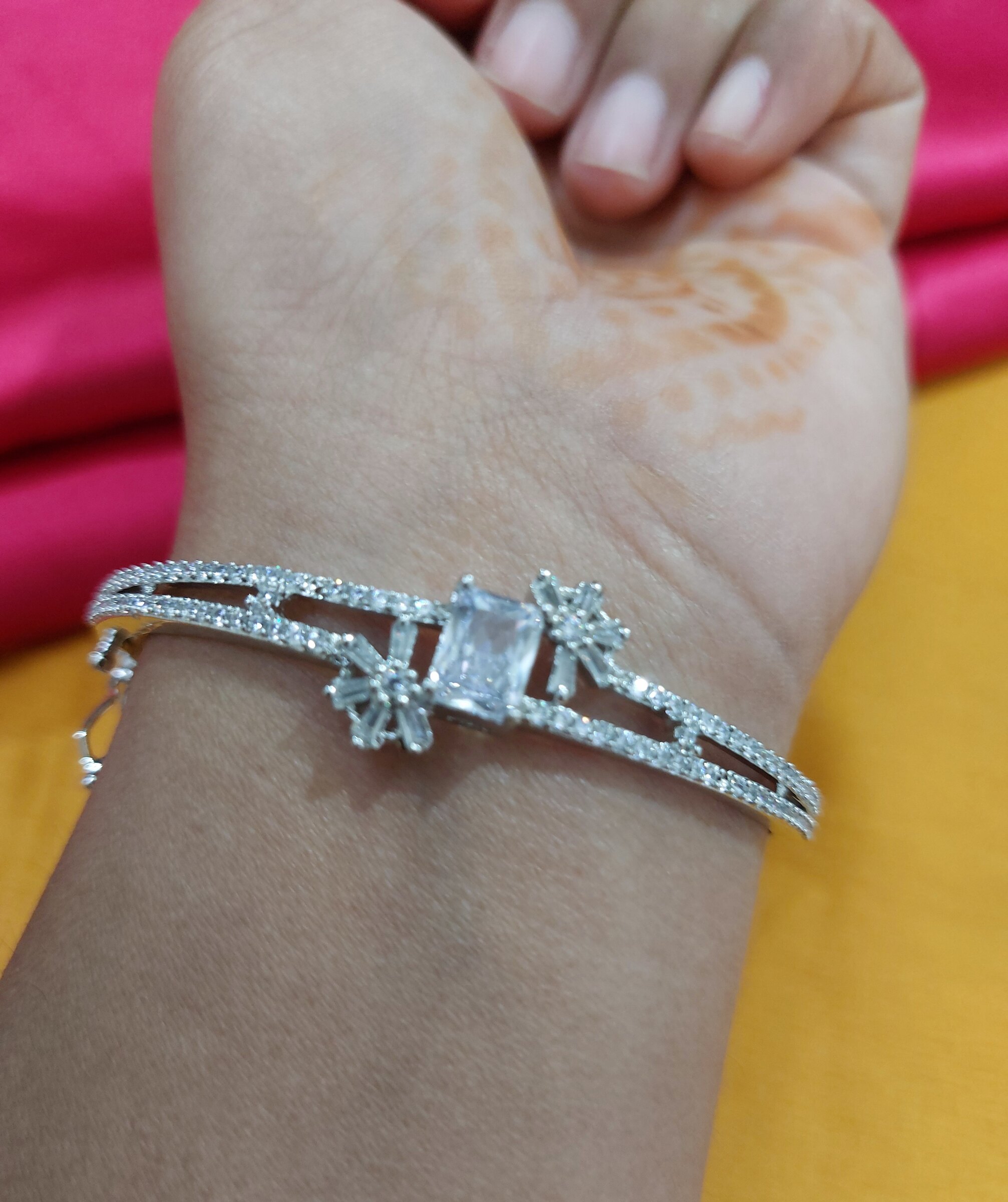 Zoe American Diamond Silver Plated Bracelet