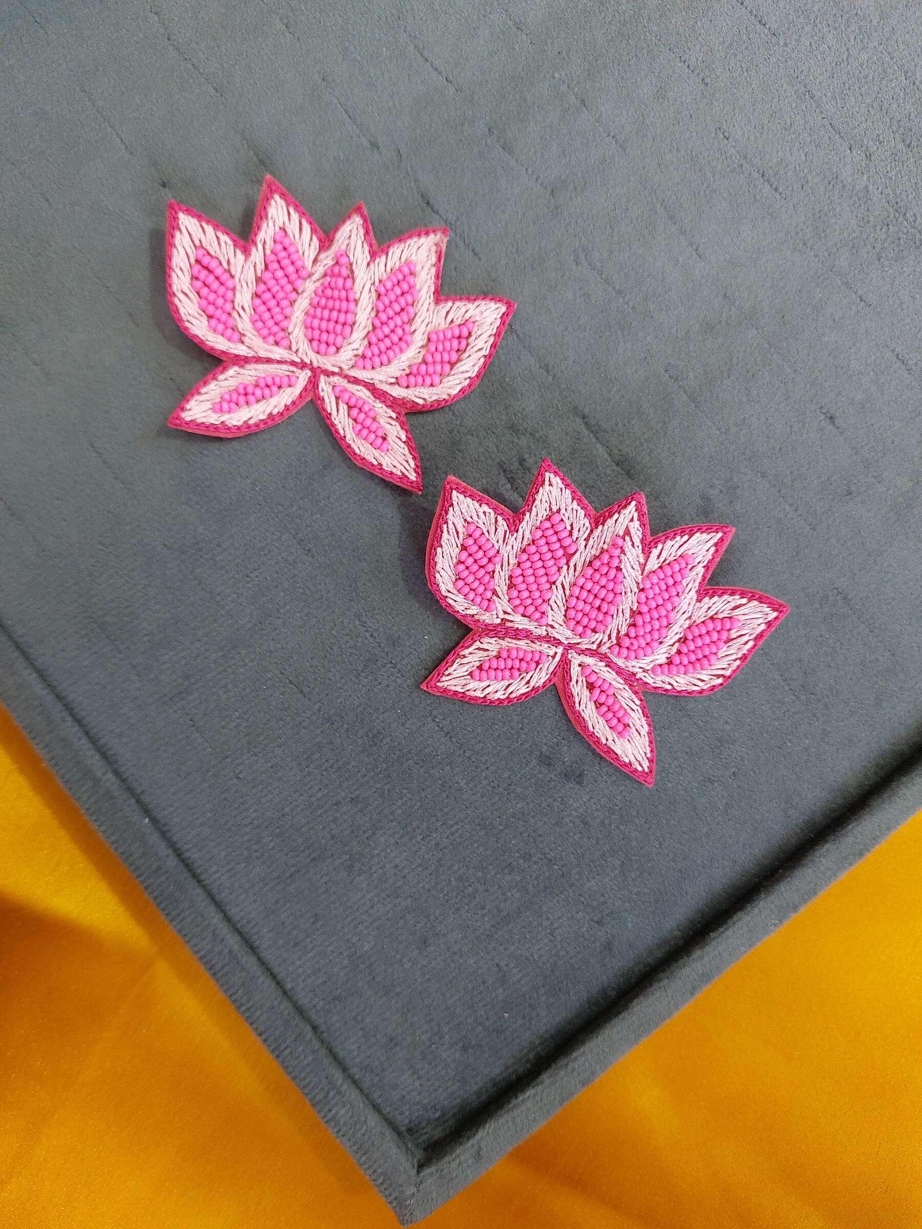 Reshma Lotus Handmade Beaded Earrings