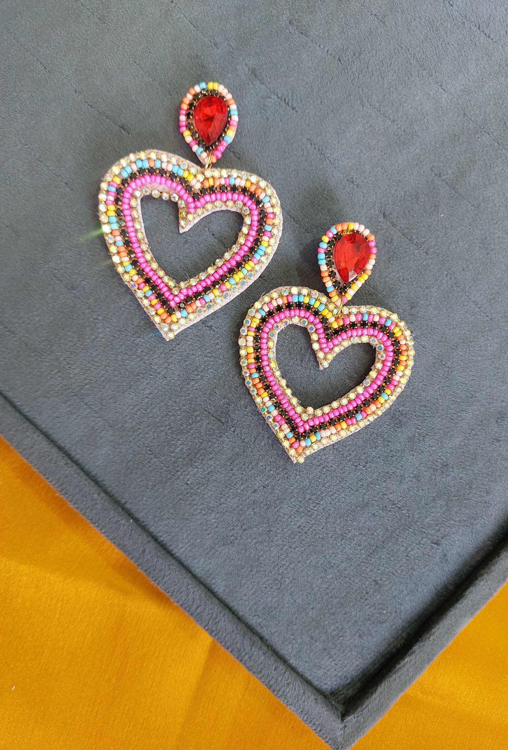 Rosy Handmade Beaded Earrings