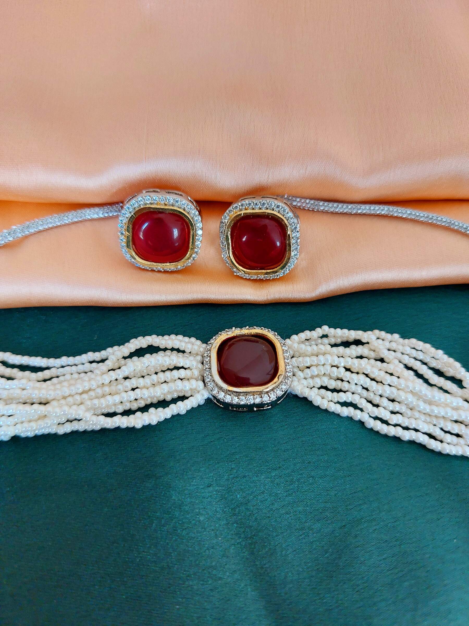 Sakhi Ruby Minimalistic Choker Set