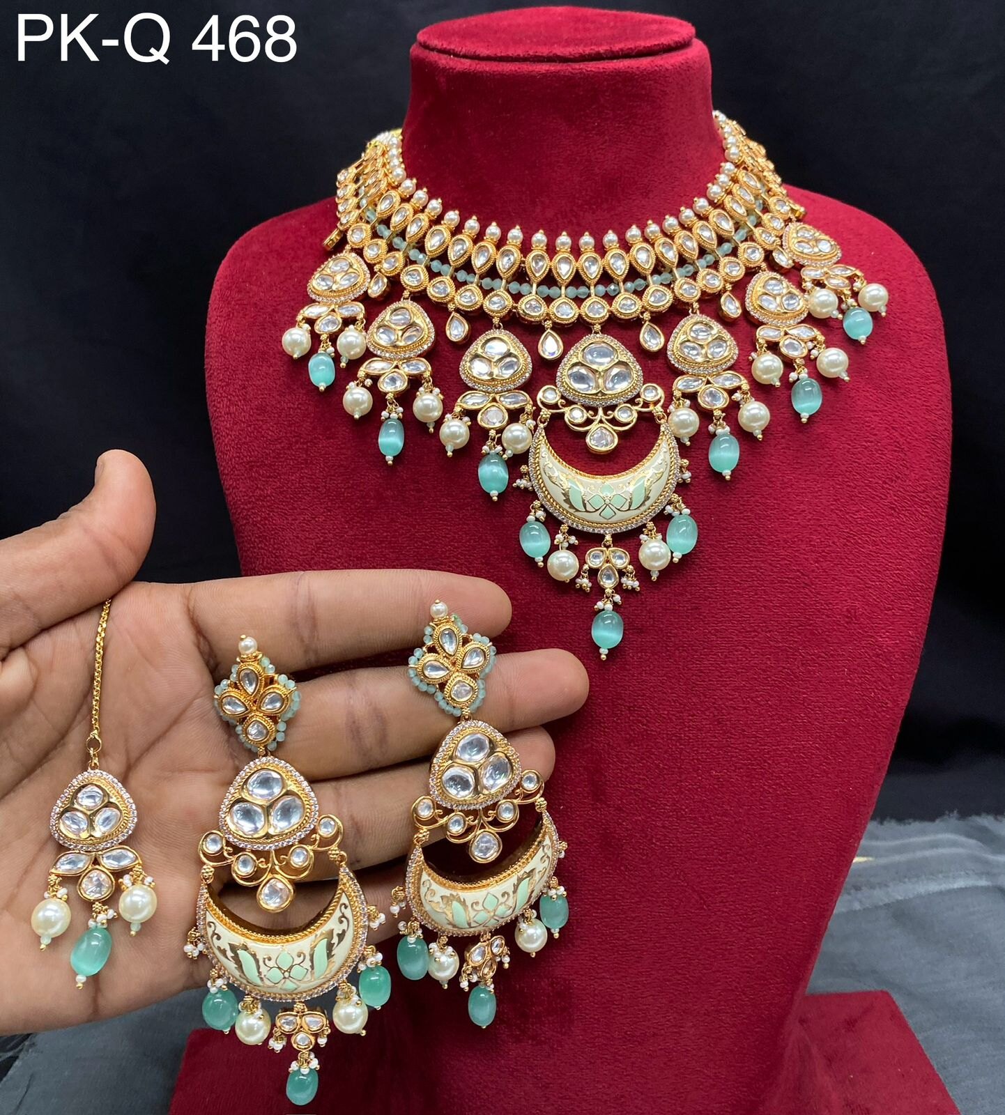 Anita Premium Real Kundan Studded Necklace Set