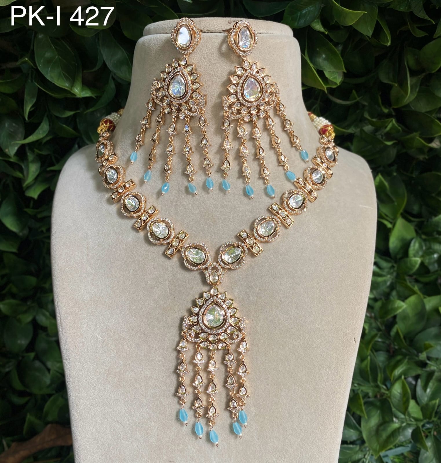 Shakshi Premium Real Kundan Studded Necklace Set