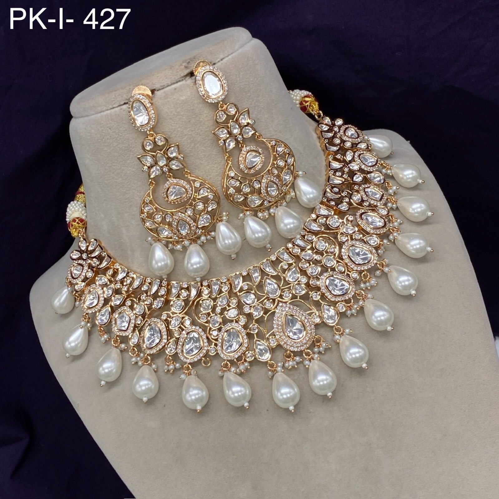 Shivani Premium Real Kundan Studded Necklace Set
