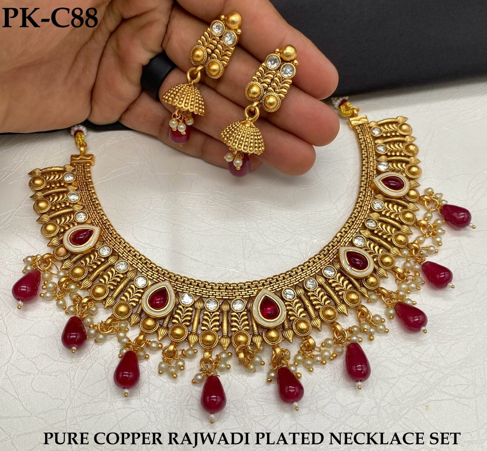 Sushma Premium Real Kundan Studded Necklace Set