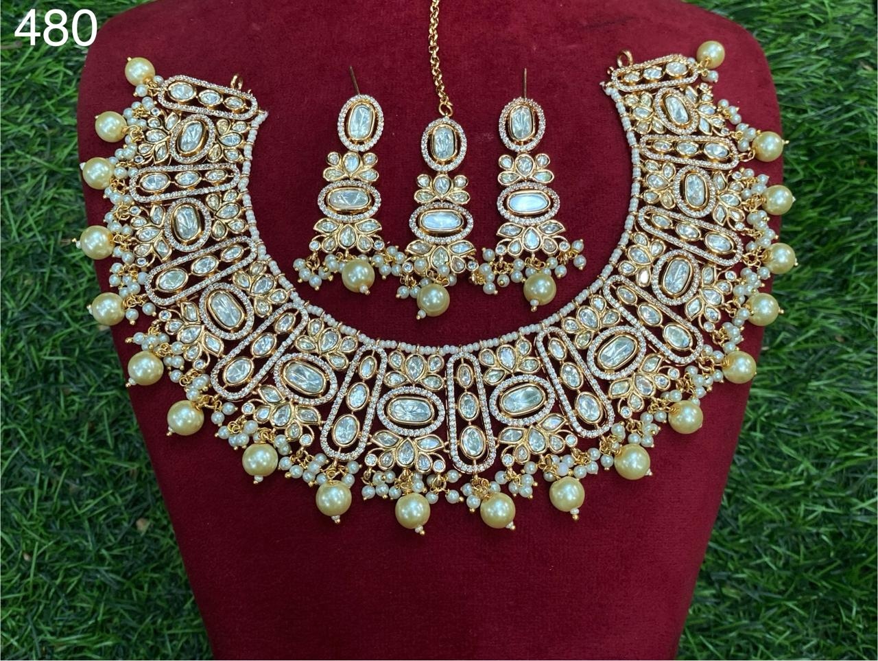 Aakanksha Premium Real Kundan Studded Necklace Set