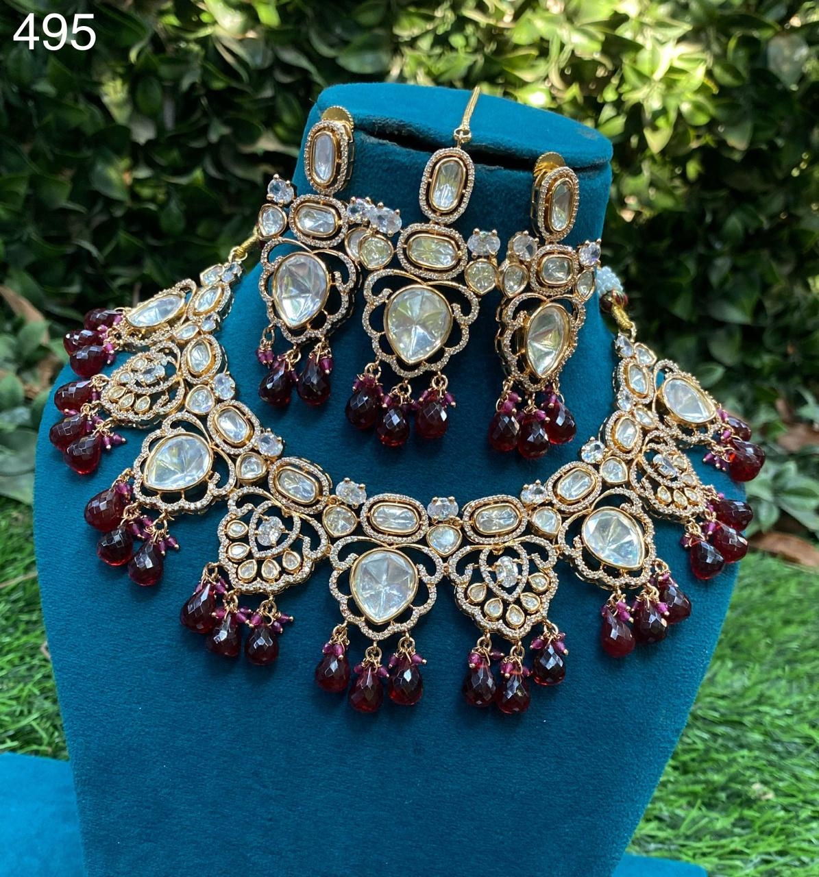 Alyzaa Premium Real Kundan Studded Necklace Set