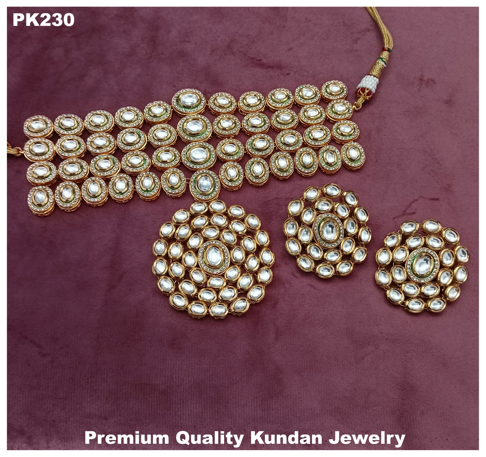 Dhanvi Premium Real Kundan Studded Necklace Set
