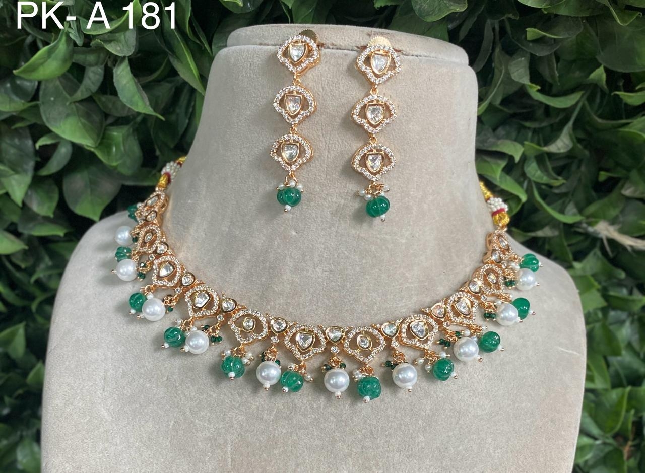 Geetanjali Premium Real Kundan Studded Necklace Set