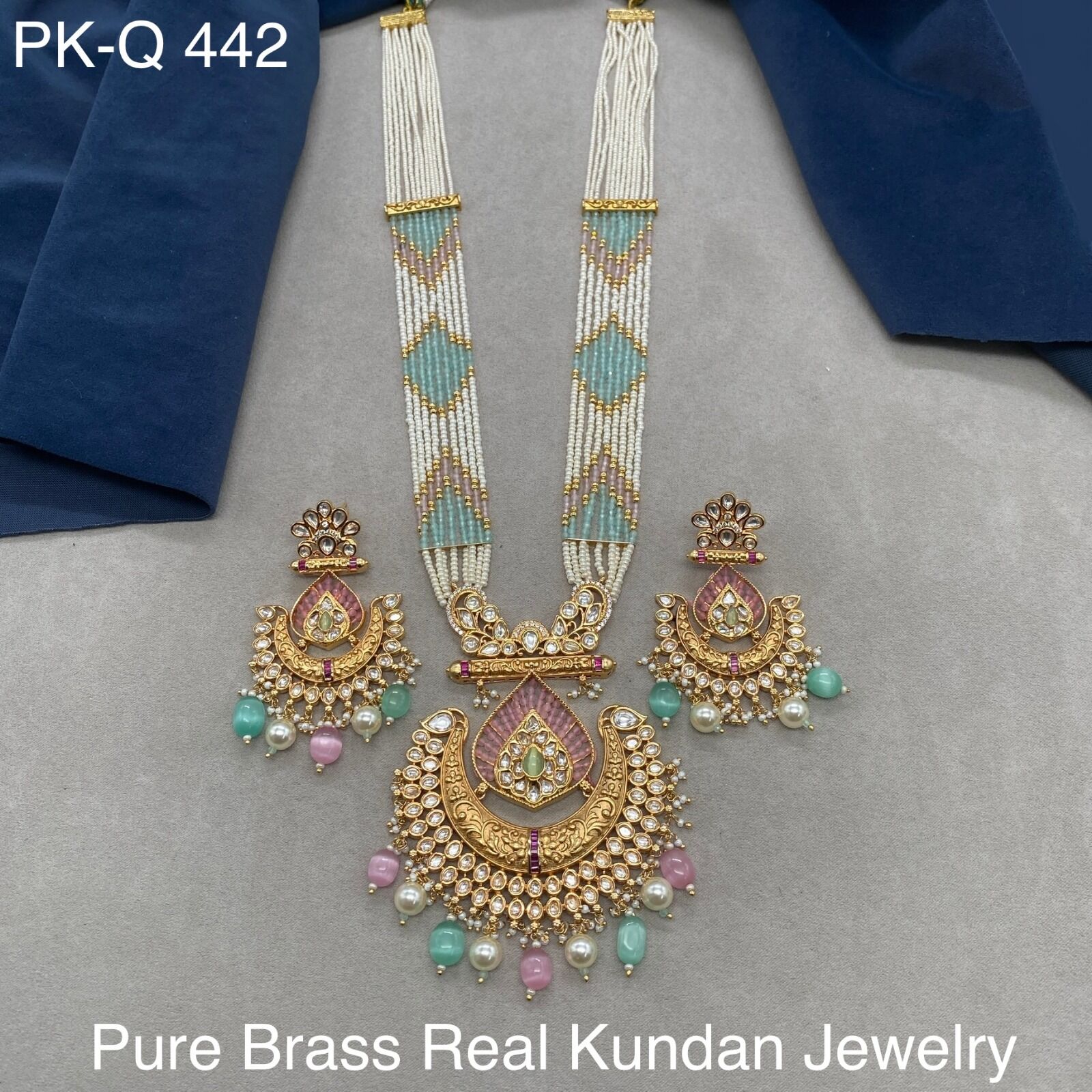 Jasoda Premium Real Kundan Studded Necklace Set