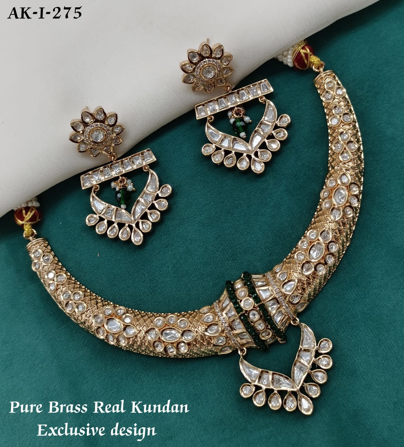 Kalawati Premium Real Kundan Studded Necklace Set