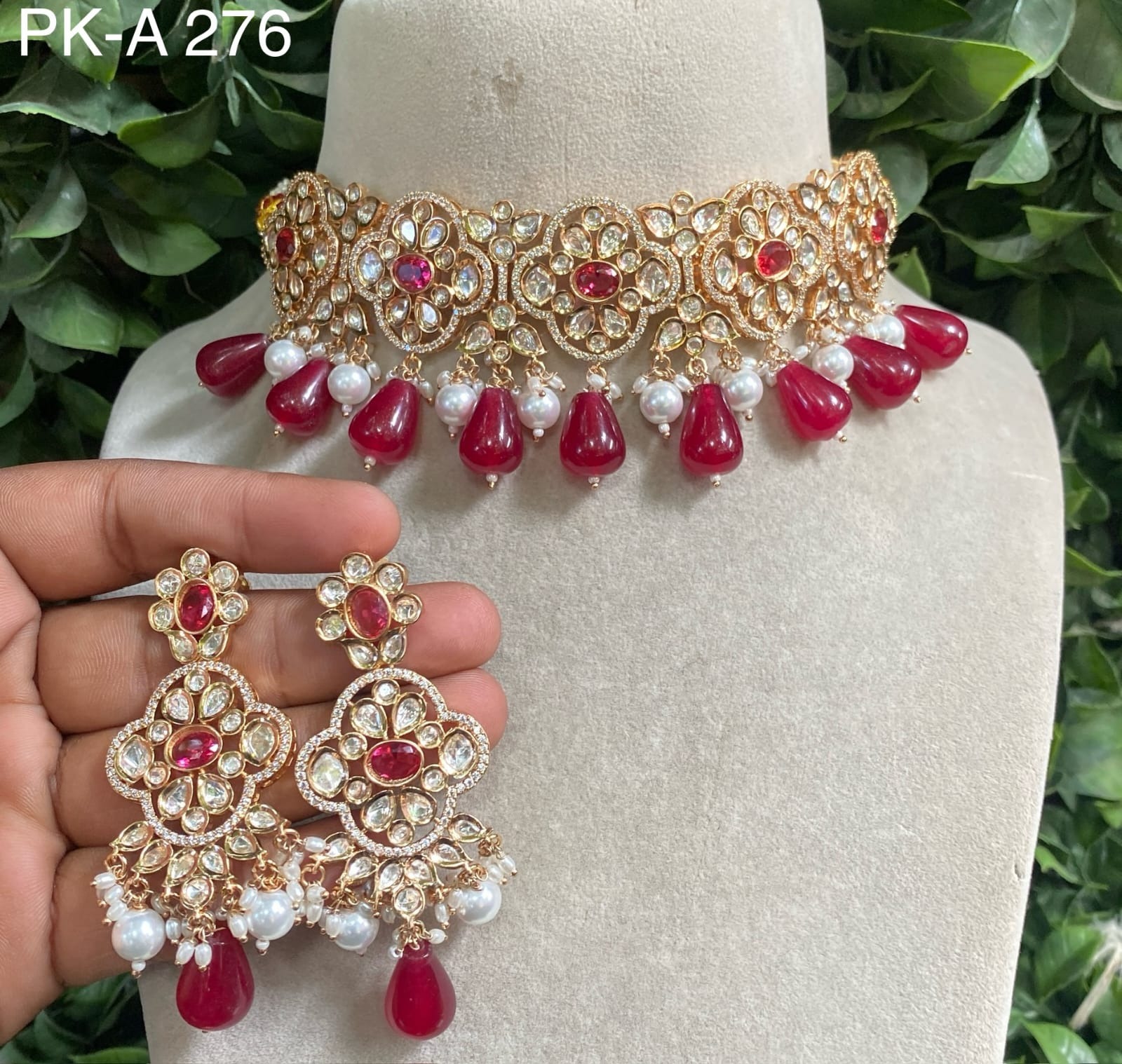 Kaushaliya Premium Real Kundan Studded Necklace Set