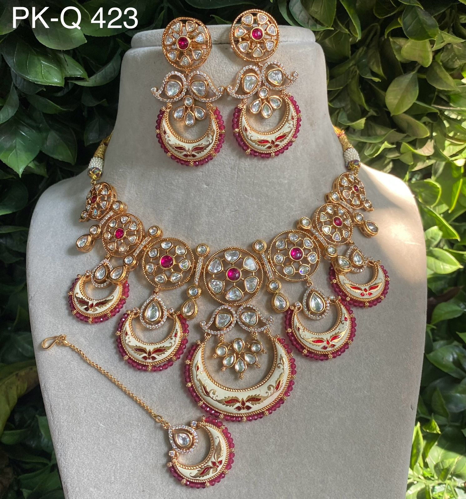 Lalita Premium Real Kundan Studded Necklace Set