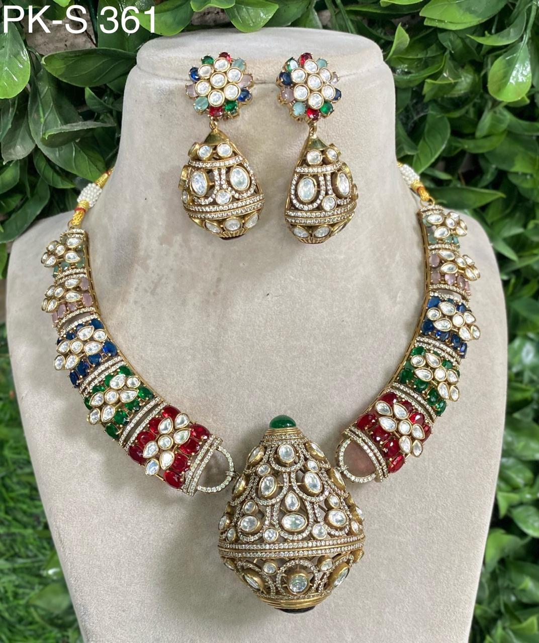 Nilam Premium Real Kundan Studded Necklace Set