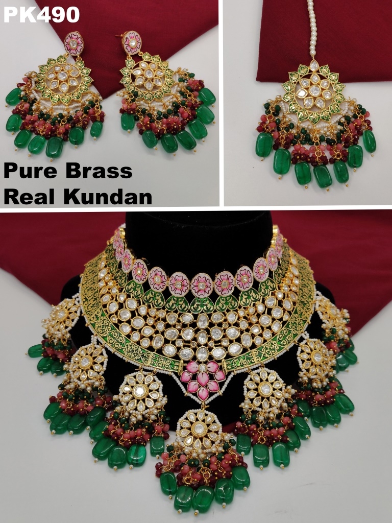 Salma Premium Real Kundan Studded Necklace Set