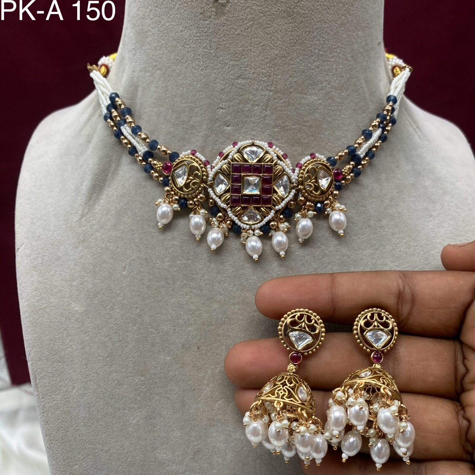 Shivi Premium Real Kundan Studded Necklace Set